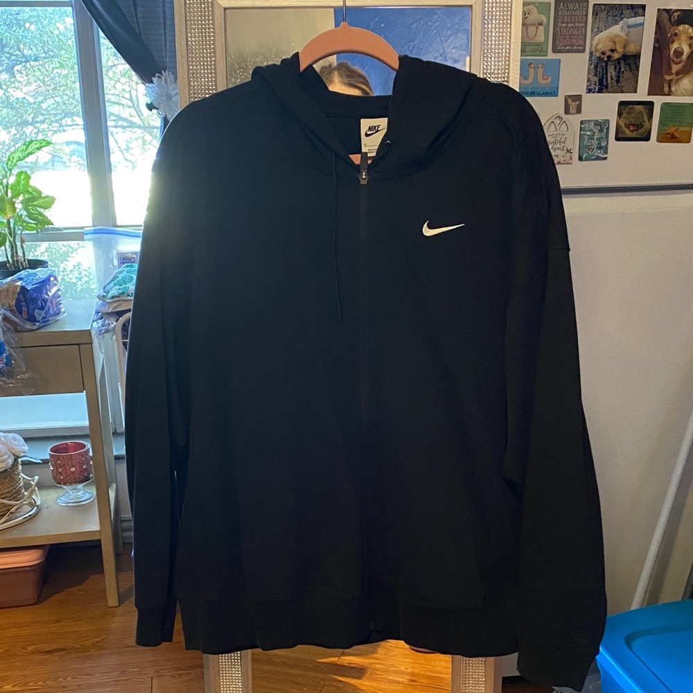 Nike Black Full-Zip Hoodie with White Swoosh